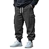 Men's Sweatpants Drawstring Loose Comfy Elastic Waist Jogger Pants Casual Solid Color Workout Athletic Trousers Dark Gray