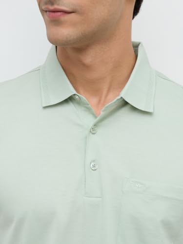 Image of Park Avenue Men Regular Fit Solid Pattern Pure Cotton Polo Neck Half Sleeve Casual T-Shirt