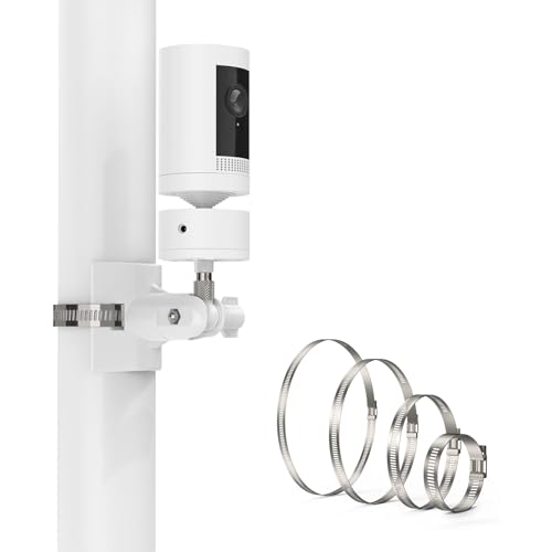 HOLACA Camera Mount Pipe Mounting Bracket for R ing Pan-Tilt Mount R ing Indoor Camera, Adjustable Flexible Stand for Pan Tilt Mount White
