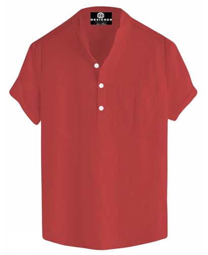 Image of Men's Half Sleeve Pocket Cotton Short Kurta Superfine Mandarin Chinese Collar Premium Short Kurta
