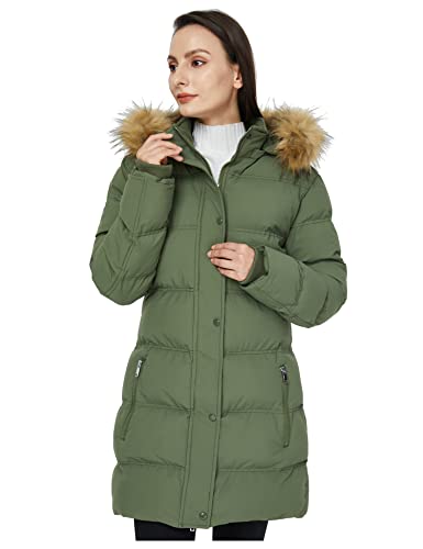 WenVen Women's Winter Long Puffer Coat Parka Jacket with Faux Fur Removable Hood2