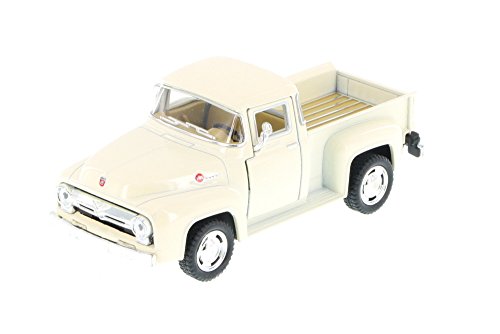 1956 Ford F-100 Pickup Truck, White - Kinsmart 5385D - 1/38 Scale Diecast Model Toy Car by Kinsmart