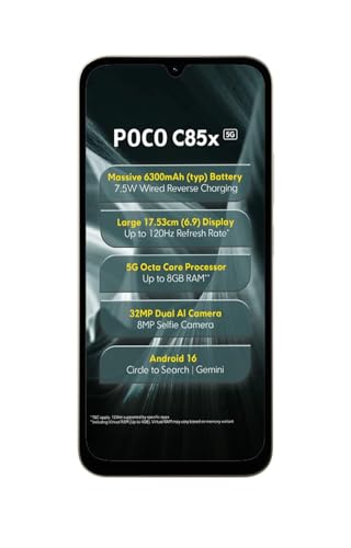 Image of POCO C85X 5G Smartphone, Emerald Green, 4GB RAM, 64GB Storage