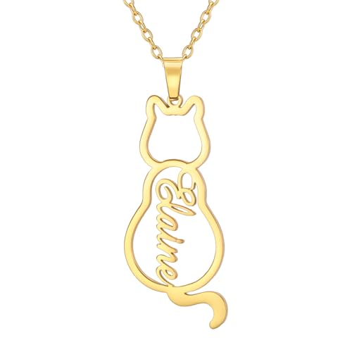 Collar delicado con nombre personalizado de gato, colgante de Animal grabado personalizado, joyería conmemorativa de mascota para mujer y hombre