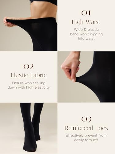 Image of MANZI Women's 2-6 Pairs Opaque Control Top Tights Comfort Stretch Pantyhose