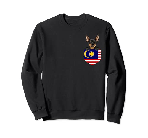 Malaysia Flag Miniature Pinscher Dog In Pocket Sweatshirt, Black