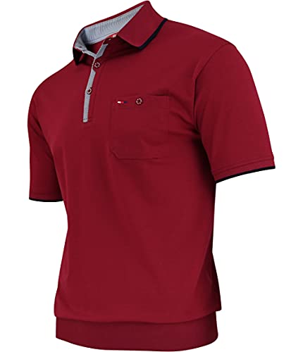Soltice Polo à manches courtes pour homme Rayé Mélange de coton Tailles M à 3XL, [D5] Bordeaux., XL Cover