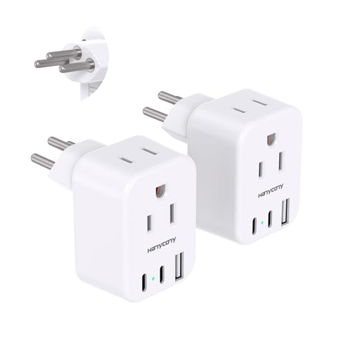 Switzerland Travel Plug Adapter HANYCONY Type J Power Adapter with 2 Outlets 2 USB C Ports Swiss Plug Adapter for Amercian US to Switzerland Liechtenstein Rwanda 2 Pack