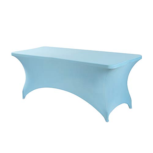 Image of Peomeise 8FT Spandex Table Cover Rectangular Stretch Spandex Tablecloth (Blue Mist,8FT)