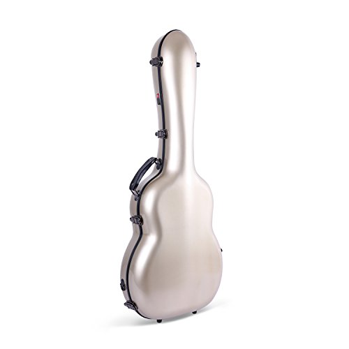 Image of Crossrock OM /000 Guitar Case, Compatible to 4 /4 Classical Guitar, Premium Fiberglass Shell Backpack Case in Champagne (CRF2000OMCH)