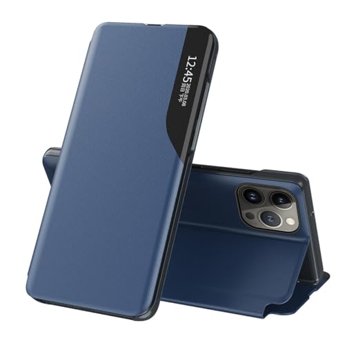 Housse en cuir premium iPhone 14 Pro Max avec clapet transparent rigide