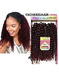Afro kinky Curly Braiding Hair Extensions For Black Women Jerry Curl Crochet Hair 3X Braid Hair Short Synthetic Hair Styles(#1B/BUG, 12inch)