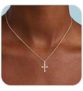 Cross Necklace for Women 14K Gold/Silver Plated Dainty Small Cross Pendant Choker Simple Trendy C...