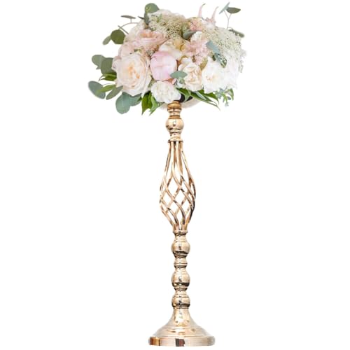 Metal Gold Candle Holders Road Lead Table Centerpiece Elegant Luxurious Vintage Candle Stand Pillar Candlestick for Wedding Party Candelabra Flowers Vases, L