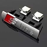 HERCHR 3D Sports Street Style External Nameplate Logo Grille Badge, for Audi Sline Front Car Exterior Accessory Logo Logo Chrome, Silver