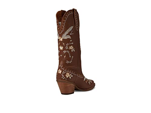 Image of Dingo Womens Full Bloom Floral Round Toe Casual Boots Knee High Mid Heel 2-3 inch