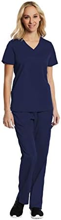 Scrubs for Women Set 6 Pocket 4-Way Stretch V-Neck and Semi-Tapered Pant Elements EL9925