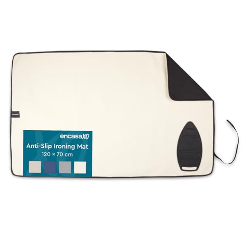Image of Encasa XO Ironing Mat /Pad (Large 120x70 cm) with Padding, Anti-Slip, Silicone Iron Rest for Steam Press on Tabletop or Bed - Heat Resistant, Portable Travel Friendly -Natural