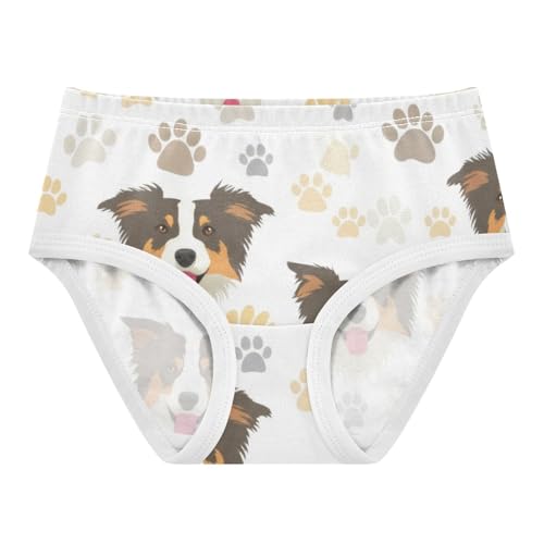 Cute Dogs Paw Prints White Cute Panties Girl Girls Underwear Toddler Cotton Florals Briefs Underpants 2t