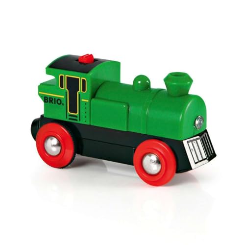 Locomotora a pilas clásica verde BRIO 33595 con motor resistente y faros funcionales 2