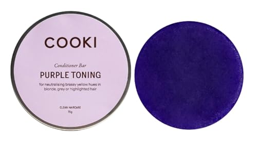 Cooki Purple Toning Conditioner Bar – For Neutralising Yellow and Brassy Tones for Blonde, White and Grey Hair, Vegan, Zero Waste, With Tin 75g