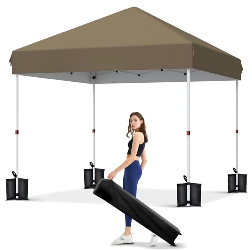 PeacefulHues 10x10 Pop Up Canopy - Beach Tent with One Push Setup, 210D Oxford Fabric - Waterproof & UPF 50+, with Wheeled Carry Bag, Outdoor Sun Shade Gazebo for Events, Parties, Camping