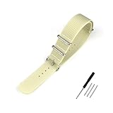 FYXT Cinturino for orologio a coste da 16 mm, 20, 22, 18, 19, 24, cinturini in nylon robusto, retrò in tessuto balistico intrecciato(BEIGE,18mm)