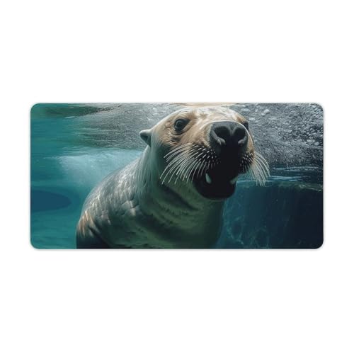 Tapis de souris de jeu grande taille lion de mer antidérapant pour le bureau