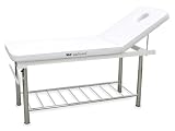QUIRUMED WELLCORE Professionelle feste Liege aus Stahl, 2 Korpus, mit verstellbarer Rückenlehne, Gesichtsloch, Toilettenpapierhalter und Bodenplatte, gepolstert 75 mm, Weiß, bis 150 kg