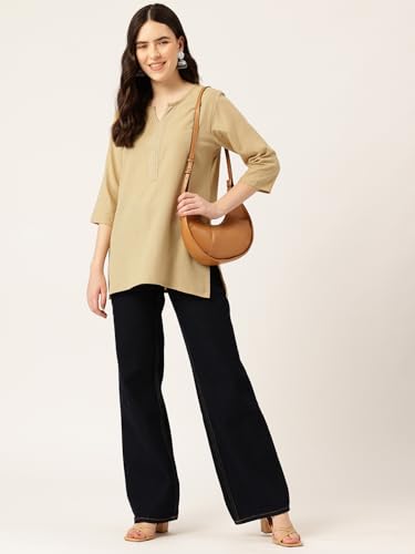 Image of Elegant Short Kurti for Women - 3 /4 Sleeves | Round Neck | (S to XXL)