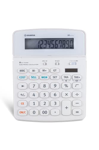 Calcolatrice Da Tavolo OSAMA - 12 Cifre, Solare E Batteria, Gommata Antiurto