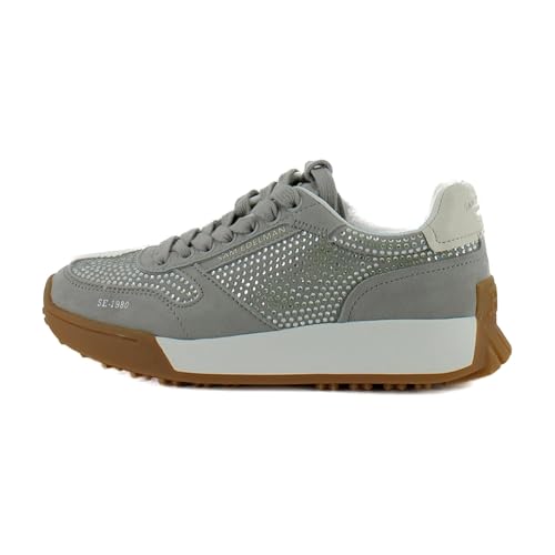Sam Edelman Layla Gem Women's Fashion Sneakers Light Grey Suede/Silver Size 9 M2