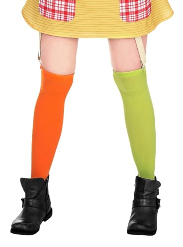 Maskworld Pippi Langstrumpf Kniestrümpfe für Damen grün/orange (XL-XXL)