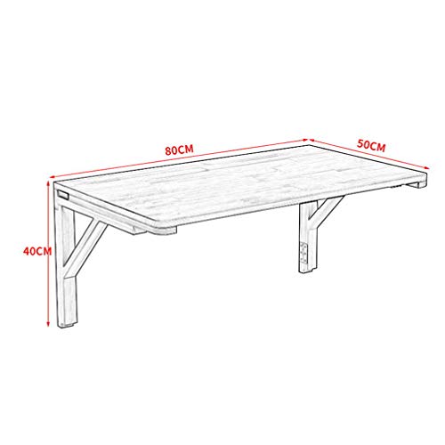 Table murale pliante en bois massif blanc, bureau gain de place compact