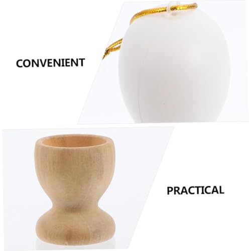 NUOBESTY 24 Stück Teiliges Ostereihalter Set Holz Weiße Eier und Stabile Halter DIY Eierbecher für Glatte Oberfläche Dekorativ und Sicher für Familienfeiern – Bild 3