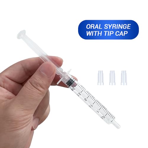 Image of 100 Pack 3mL Syringe with Tip Cap for Liquid, 3cc Plastic Syringes with Cover, Non-Sterile, No Needle