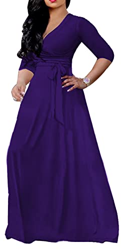 Image of LightlyKiss Plus-Size Maxi Dresses for Women African Summer 3 /4 Sleeves Beach Sundress with Pockets