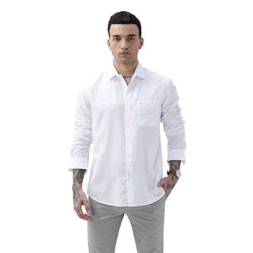 Image of BASICS Cotton-Linen Blended Men's Shirt | Slim Fit | Everyday Smart Casual Wear | Full Sleeve