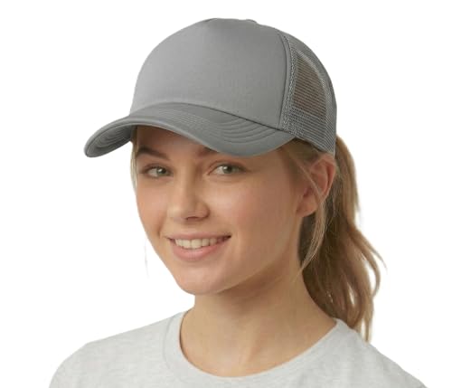 Image of NYFASHION101 Plain Mesh Trucker Hat - Breathable 6-Panel Daily Snapback Cap, Customizable Ideal for DIY Embroidery & Patches