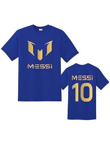 Inspired Messi #10 Goat Unisex Soccer T-Shirt – Jersey Style Football Tee | Gift for Kids, Teens & Adults | Quality Printed Fan Top | Ideal for Match Day, Training, Casual Wear Royal