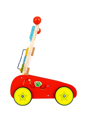 Pidoko Kids Lion Baby Walker Cart with Wheels - Wooden Activity Center Push and Pull Toy - for 1 Year Old and Up - Thumbnail 4