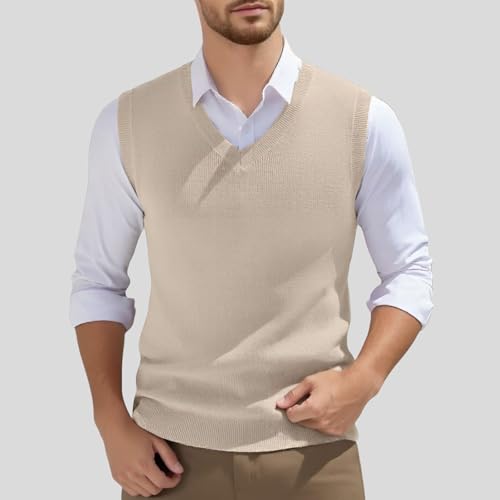 Sweater Vest for Men Regular V Neck Sleeveless Pullovers Sweater for Fall Winter Casual Knitwear2