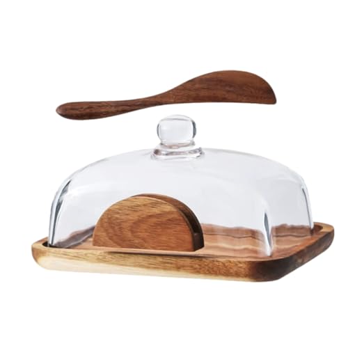 Cabilock Butter Dish with Lid Natural Butter Storage Box Versatile Cheese Keeper Snack Container for Baking Serving and Kitchen Decor