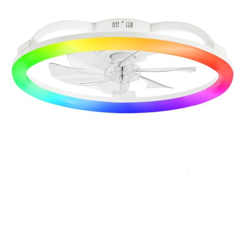 LEDIARY 23" Ceiling Fans with Lights and Remote for Bedroom, White