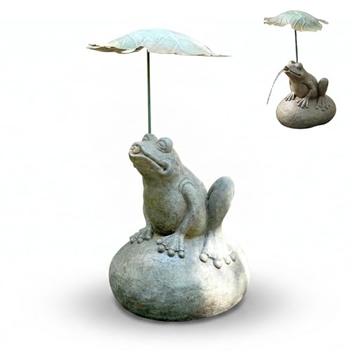 COOLZMYTH Stone Frog Fountain Collection, Pond Spitter with Water Pump,