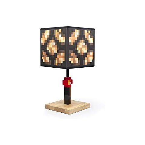 Minecraft Glowstone 14 Inch Corded Desk LED Night Light - Decorative, Fun, Safe & Awesome Bedside Mood Lamp Toy for Baby, Boys, Teen, Adults & Gamers - Best for Home's Bedroom, Living Room Or Office Cover