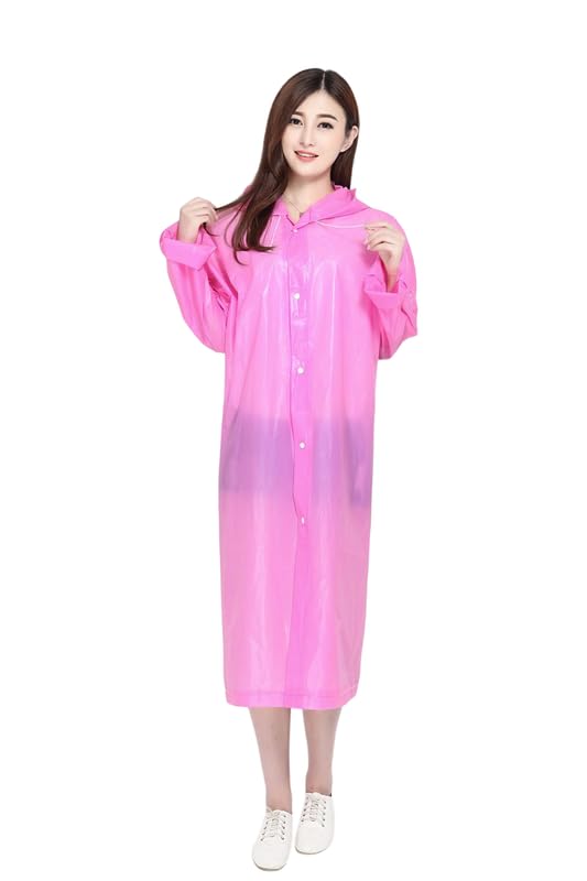 FIRMED STRING RAINCOAT FOR WOMEN-PVC TRANSPARENT WATERPROOF REUSEABLE RAINWEAR WITH -FUNCTIONAL POCKETS, ADJUSTABLE HOOD, CARRYING POUCH-image-48