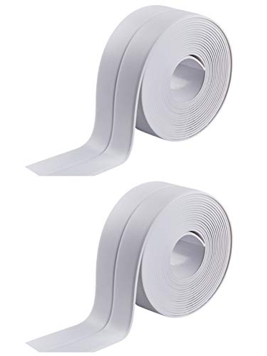 Caulk Strip Self Adhesive Tape PVC Sealing Strip Flexible Caulking Tape Waterproo Trim Strips for Bathtub Kitchen Toilet and Wall Corner3.8cm (38 mm, white-2pack)