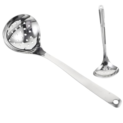 MOLUCKFU Stainless Steel Serving Spoons Set Large Size Reusable Slotted Utensils Family Dinner Party Hotel