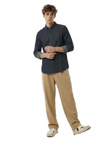 Image of Amazon Brand - INKAST Men Washed Cotton Twill Denim Casual Button Down Shirt | Full Sleeves | Regular Fit | Stylish Summer - Everyday Wear